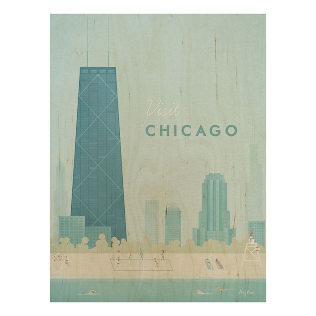 Quadri vintage cucina in legno Poster di viaggio - Chicago