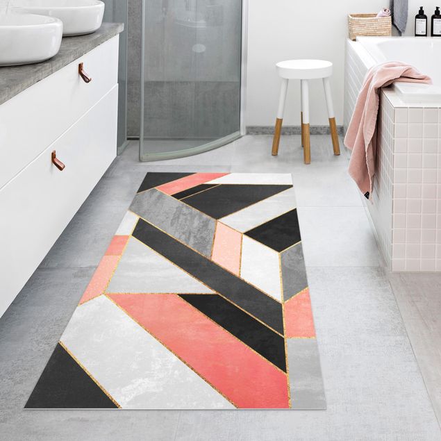 tappeto design moderno Geometria rosa e oro