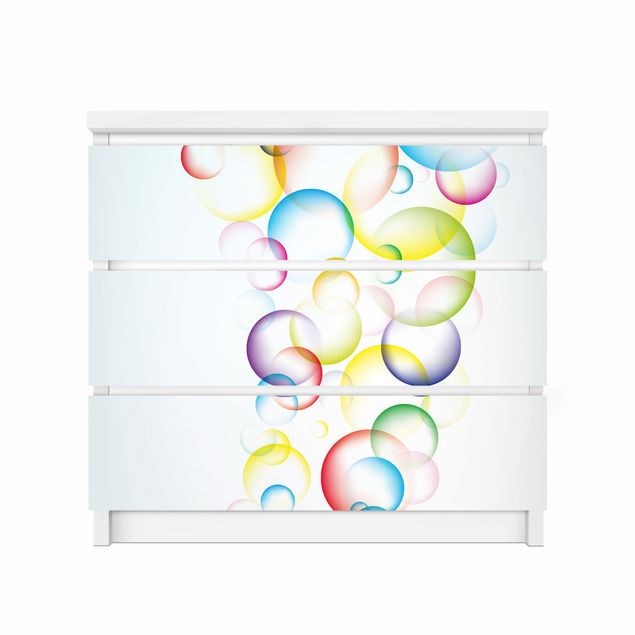 Pellicole adesive per mobili cassettiera Malm IKEA Bolle arcobaleno