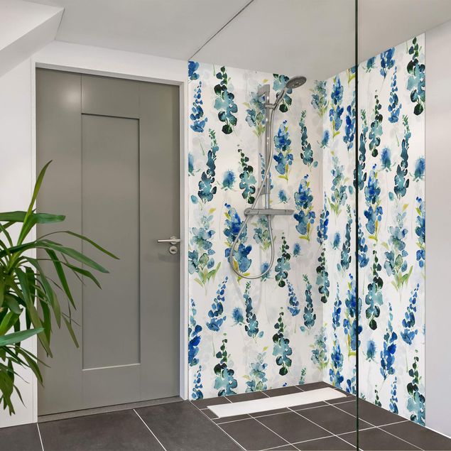 Rivestimento per doccia - Magnifici fiori in blu