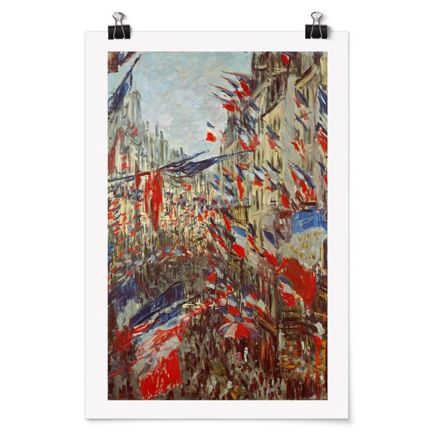 Quadri moderni per arredamento Claude Monet - Rue Montorgueil con le bandiere