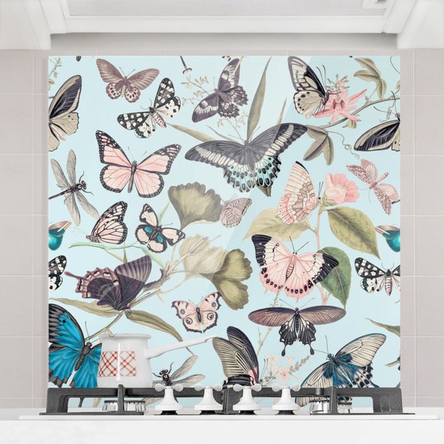 Paraschizzi con fiori Collage vintage - Farfalle e libellule