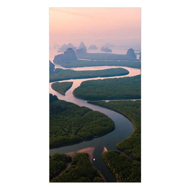 Rivestimento per doccia - Paesaggio fluviale in Thailandia