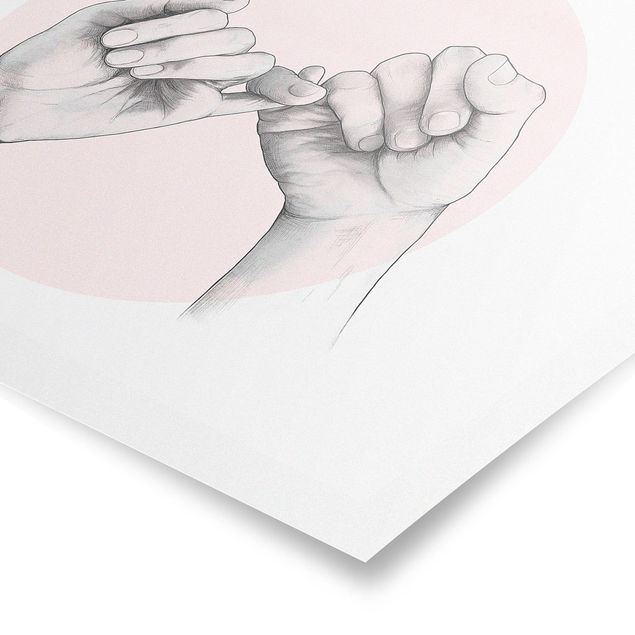 Quadri Laura Graves Art Illustrazione - Mani Cerchio dell'Amicizia Rosa Bianco