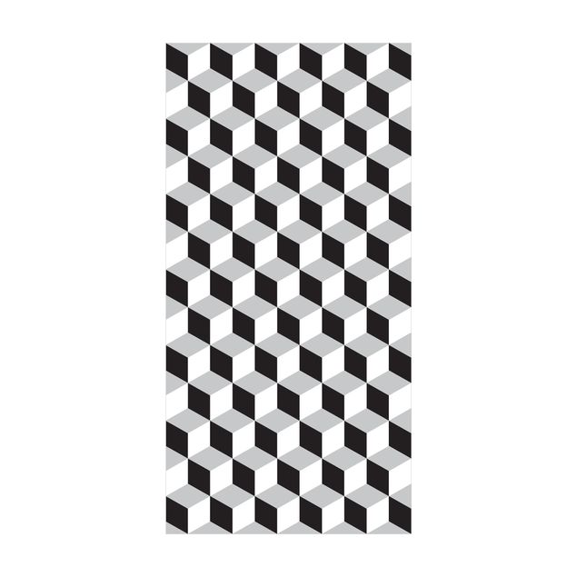 tappeto bianco e nero Mix di piastrelle geometriche Cubi Nero
