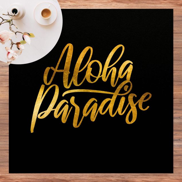 Tappeti moderni Oro - Paradiso Aloha su nero