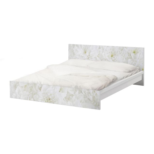Carta adesiva per mobili IKEA Malm Letto basso 180x200cm - Dahlias Flower Sea White