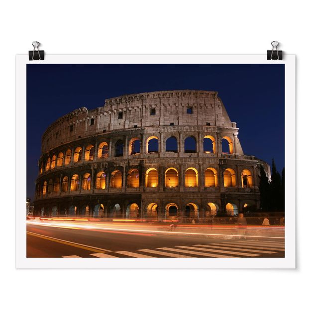 Poster skyline Il Colosseo a Roma di notte