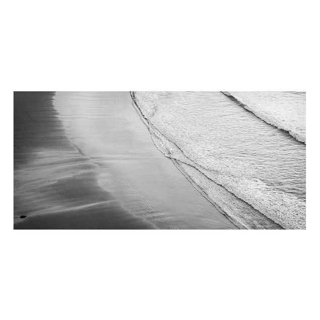 Quadro mare Onde morbide sulla spiaggia in bianco e nero