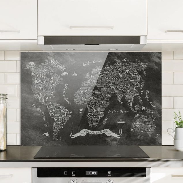 Decorazioni per cucina Mappa del mondo in gesso tipografico