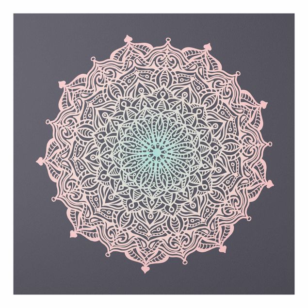 Riproduzioni quadri Ornamento Mandala in rosa e blu