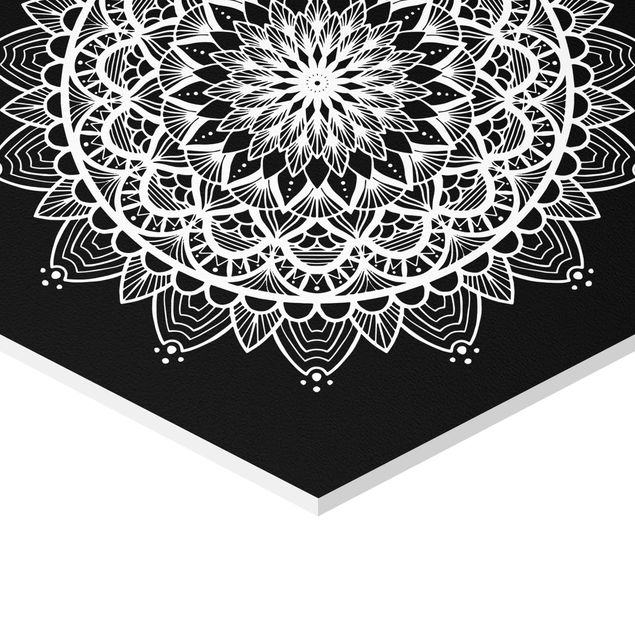 Esagono in forex - Mandala Illustrazione Shabby Set Nero Bianco
