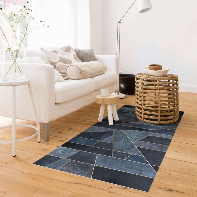 tappeto per esterno Geometria blu acquerello