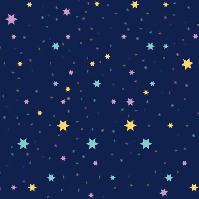 Pellicola autoadesiva Disegno di bambini notturni con stelle colorate