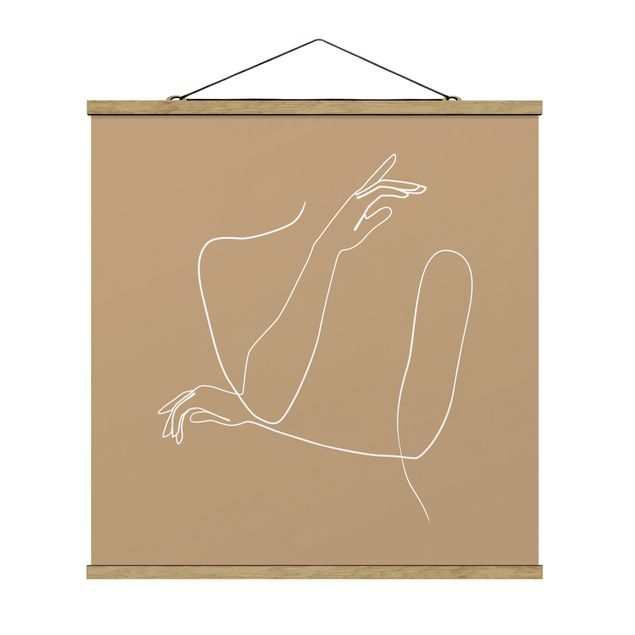 Quadro astratto Line Art - Mani femminili Beige