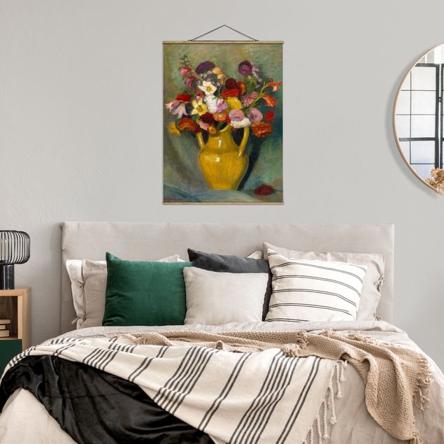 Correnti artistiche Otto Modersohn - Bouquet colorato in una brocca di argilla gialla