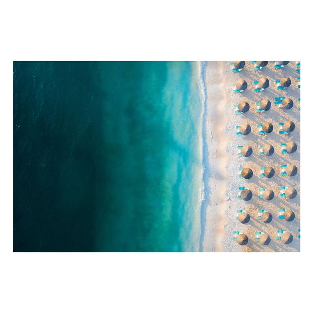 Quadri mare Spiaggia di sabbia bianca con ombrelloni di paglia