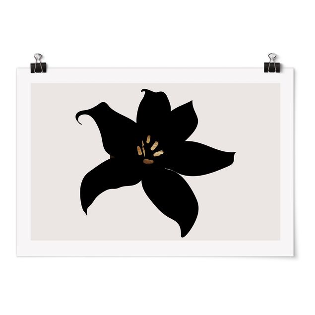 Quadri con fiori Mondo vegetale grafico - Orchidea nera e oro