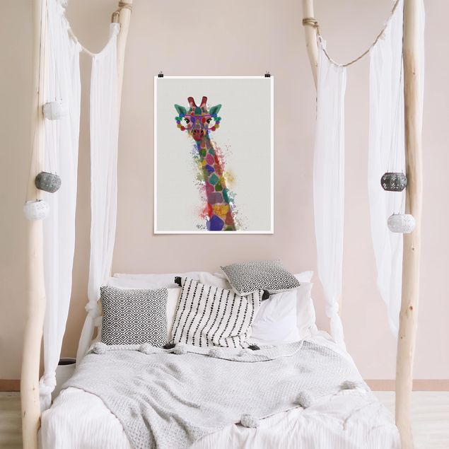 Quadro giraffa Giraffa con schizzi arcobaleno