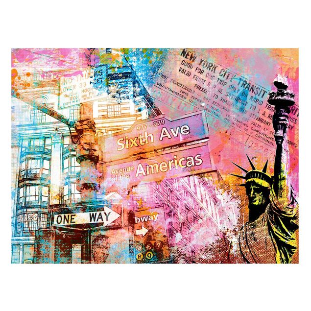 Lavagne magnetiche con architettura e skylines Collage della Sixth Avenue di New York