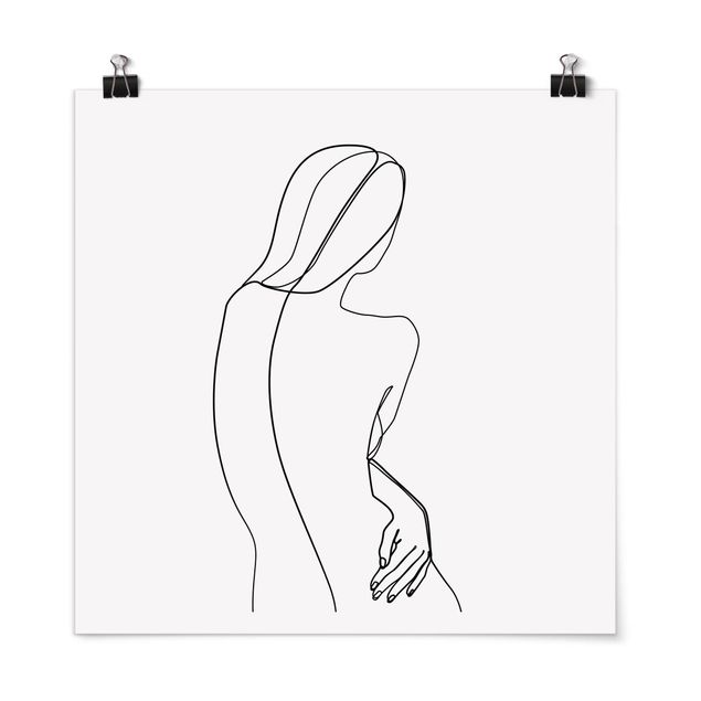 Quadri moderni bianco e nero Line Art - Donna di spalle Bianco e Nero