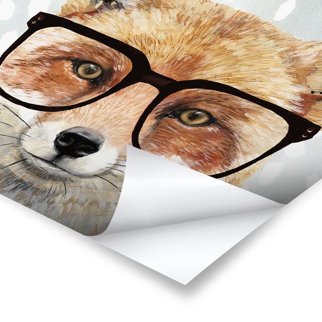 Poster Animali con occhiali - Volpe