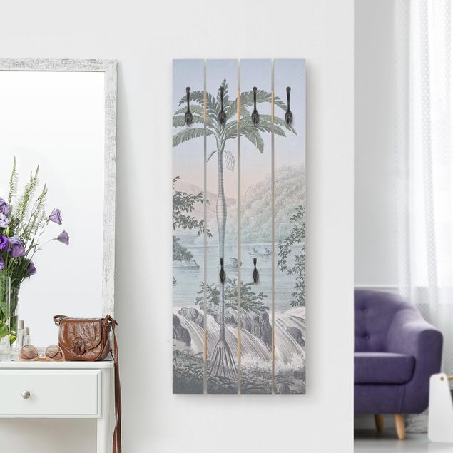 Appendiabiti pannello con paesaggio Illustrazione vintage - Paesaggio con palma