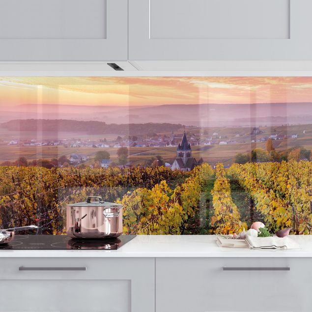 Rivestimenti per cucina con paesaggio Piantagioni di vino al tramonto