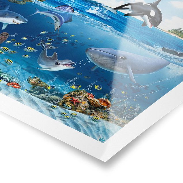Poster animali Underwater mondo con animali