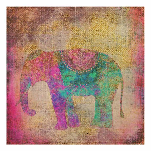 Quadri Collage colorato - Elefante indiano