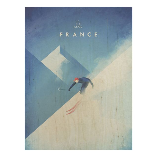 Quadri in legno con paesaggio Poster di viaggio - Sciare in Francia
