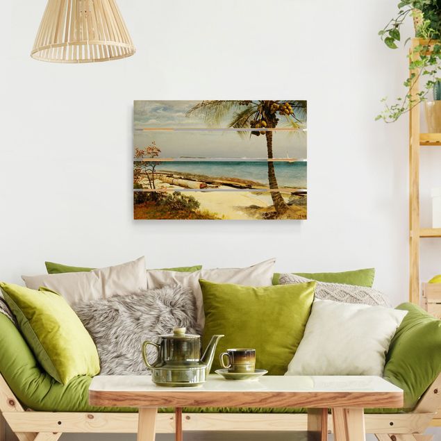 Quadri in legno con spiaggia Albert Bierstadt - Costa tropicale