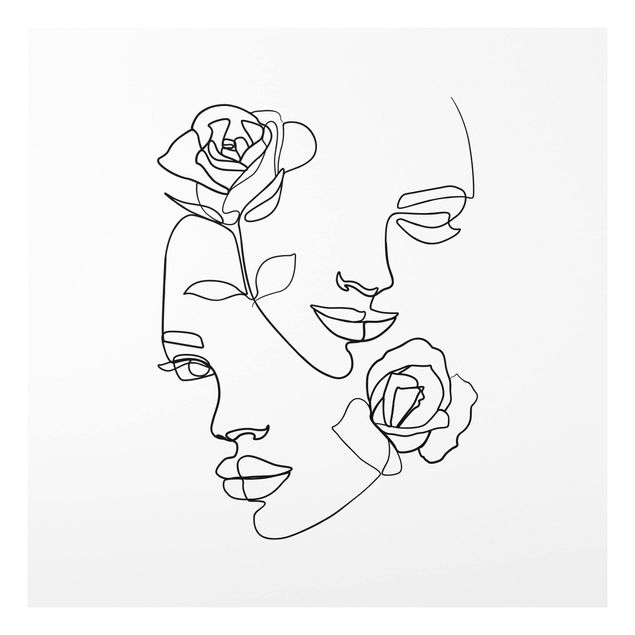 Quadri line art Line Art - Volti di donna Rose Bianco e Nero