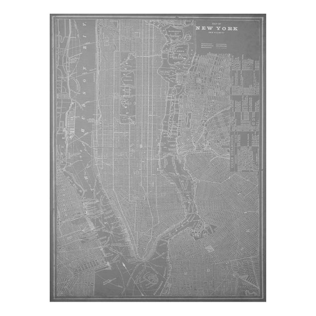 Quadro shabby Mappa vintage New York Manhattan