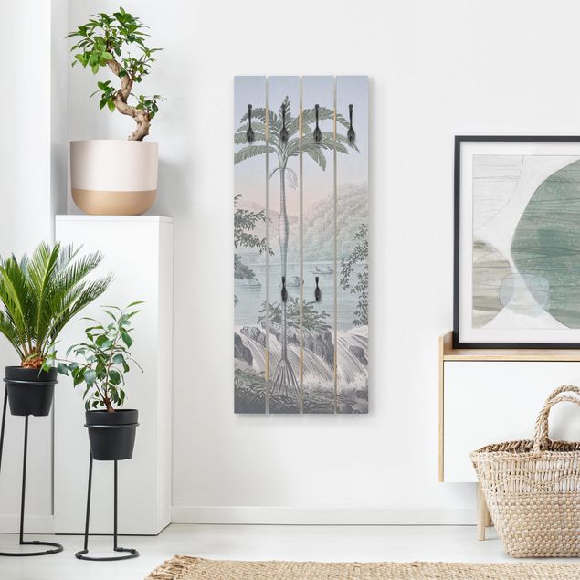 Appendiabiti a muro shabby Illustrazione vintage - Paesaggio con palma