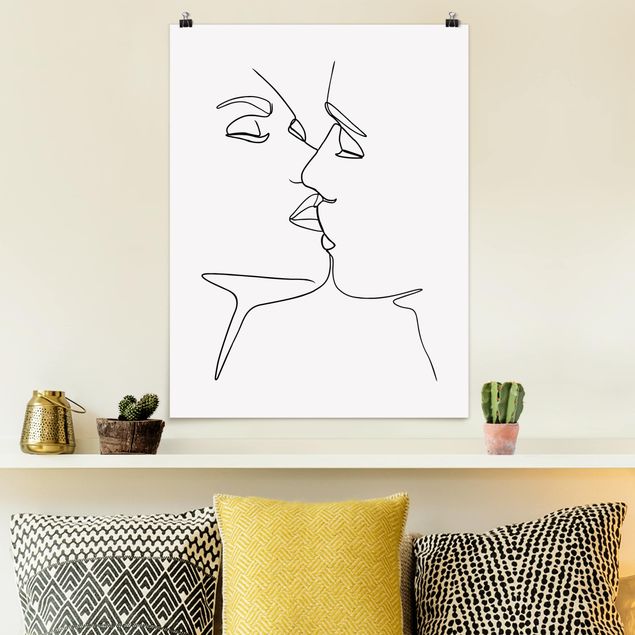 Quadro line art Line Art - Facce da bacio Bianco e Nero