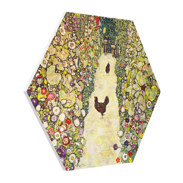 Quadro moderno Gustav Klimt - Sentiero del giardino con galline