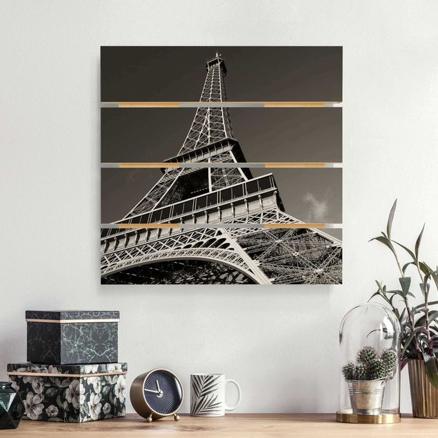 Quadri in legno con architettura e skylines Torre Eiffel a Parigi