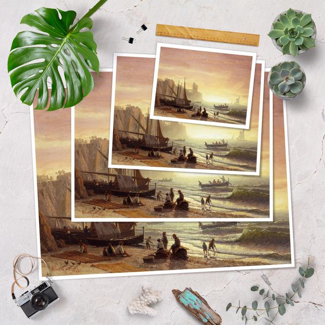Quadri con spiaggia e mare Albert Bierstadt - La flotta da pesca