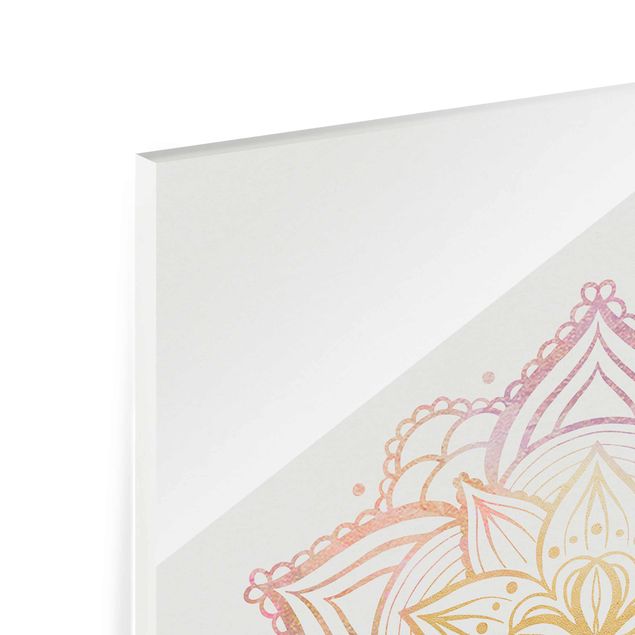 Quadro in vetro - Mandala illustrazione leggenda oro rosa - Orizzontale 2:3