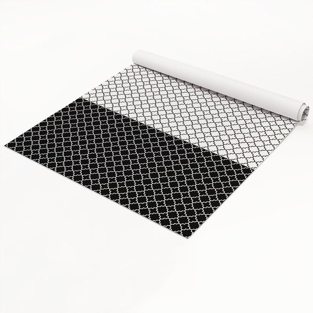 Pellicole adesive in bianco e nero Set di piastrelle marocchine a forma di quadrifoglio