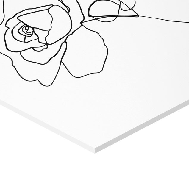 Quadri esagonali Line Art - Rosa Bianco E Nero