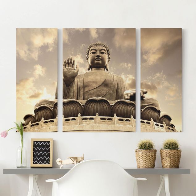 Quadri su tela componibili Grande Buddha in seppia