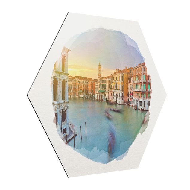 Quadri Rainer Mirau Acquerelli - Veduta del Canal Grande dal Ponte di Rialto a Venezia