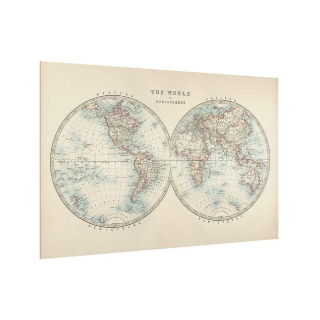 Paraschizzi in vetro - Vintage World Map The Two Hemispheres