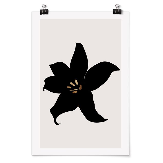 Quadri fiori Mondo vegetale grafico - Orchidea nera e oro