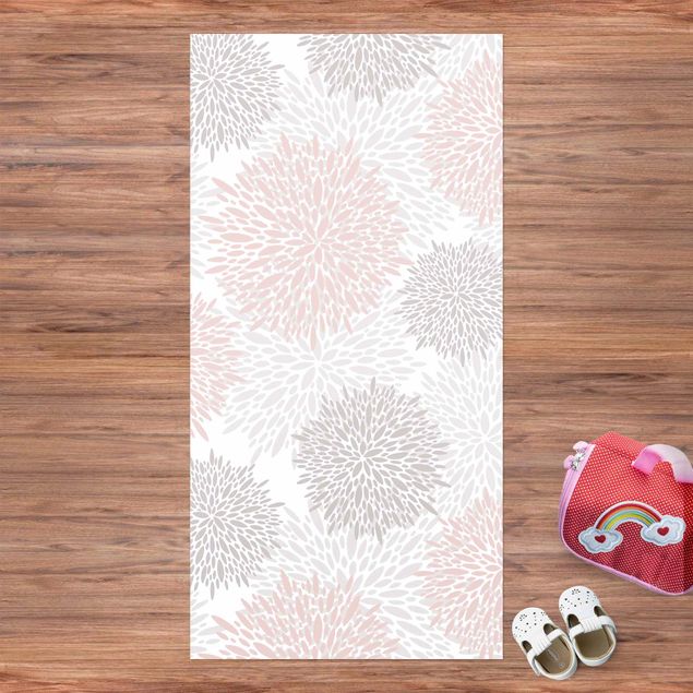 tappeto terrazzo Soffione disegnato grande in rosa chiaro
