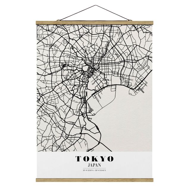 Quadri in bianco e nero Mappa di Tokyo - Classica