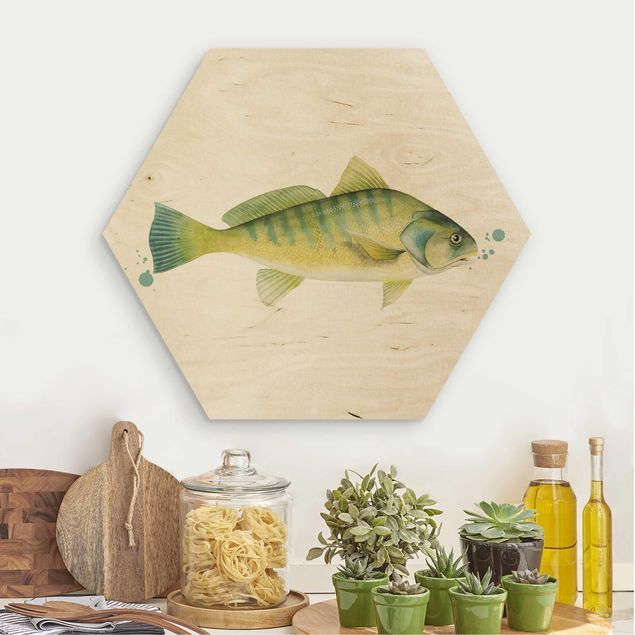Stampe su legno Colore Cattura - Pesce persico