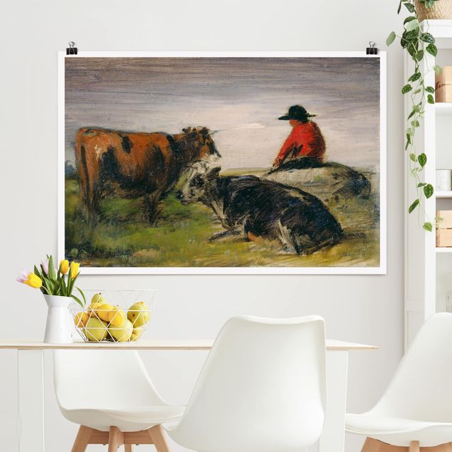 Riproduzioni quadri famosi Wilhelm Busch - Pastore con le mucche